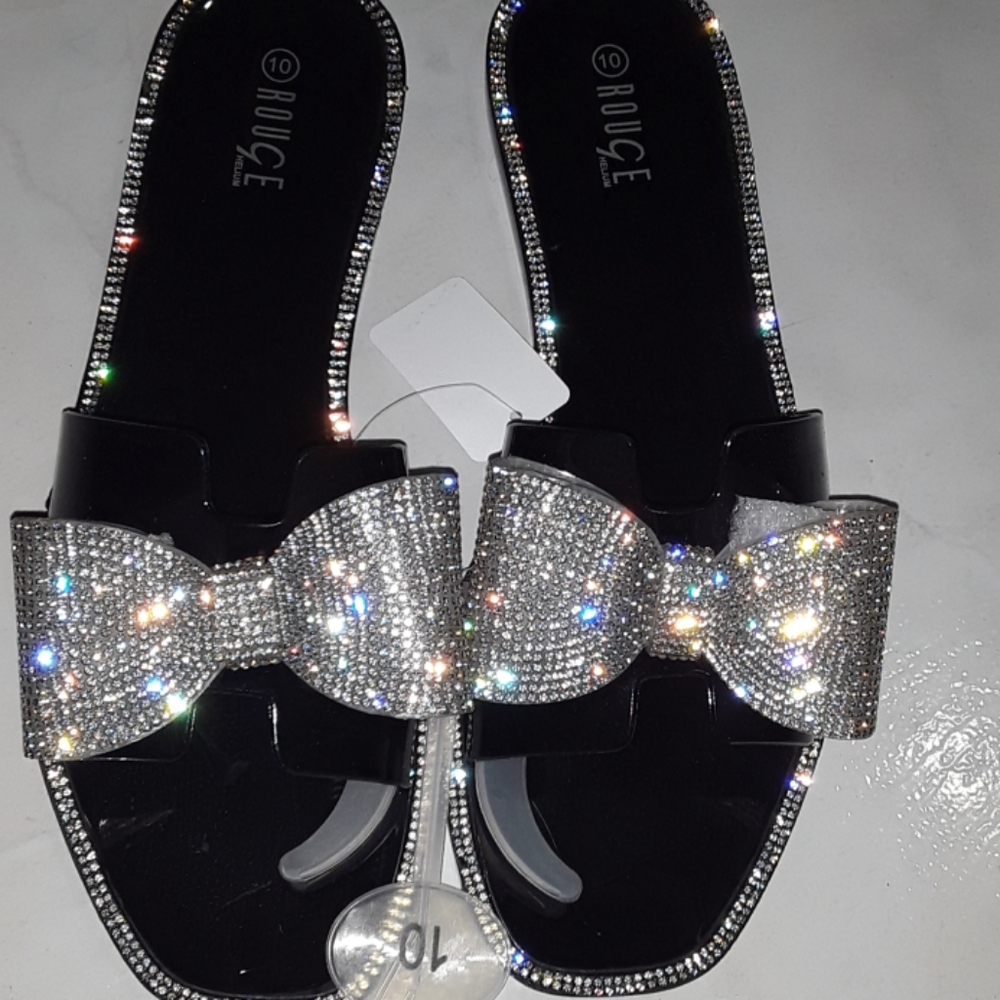 RHINESTONE JELLY SLIPPERS SZ 10